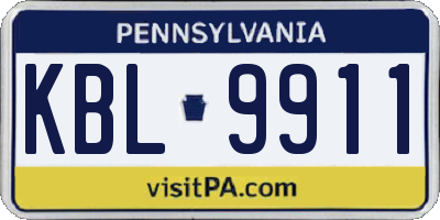 PA license plate KBL9911