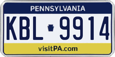 PA license plate KBL9914