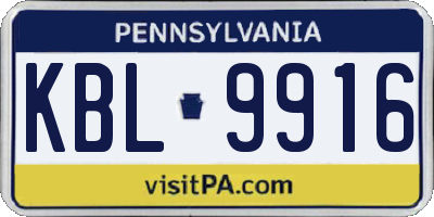 PA license plate KBL9916