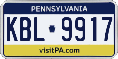 PA license plate KBL9917