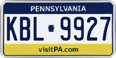 PA license plate KBL9927