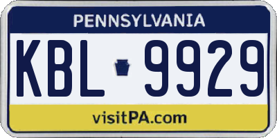 PA license plate KBL9929
