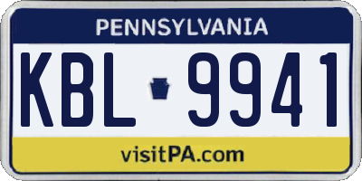 PA license plate KBL9941