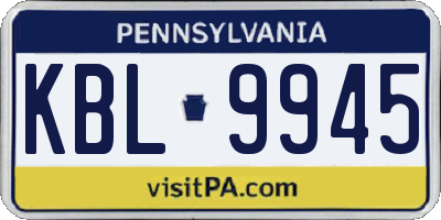 PA license plate KBL9945