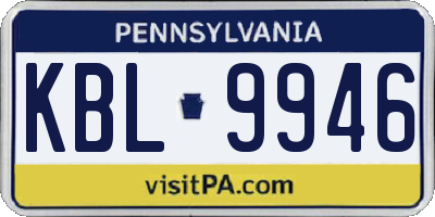 PA license plate KBL9946