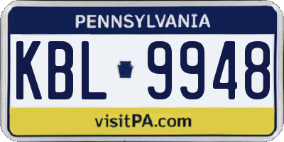 PA license plate KBL9948