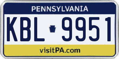PA license plate KBL9951