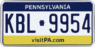 PA license plate KBL9954