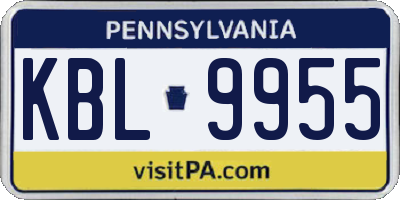 PA license plate KBL9955