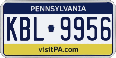 PA license plate KBL9956