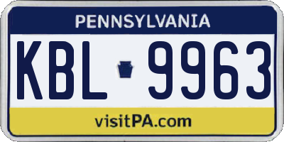 PA license plate KBL9963