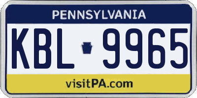 PA license plate KBL9965