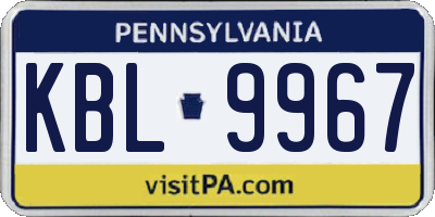 PA license plate KBL9967