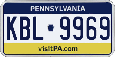 PA license plate KBL9969