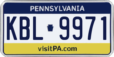 PA license plate KBL9971