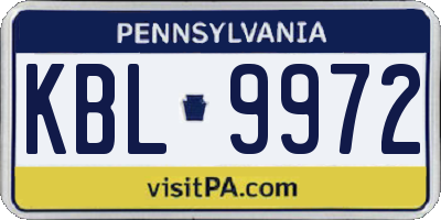 PA license plate KBL9972