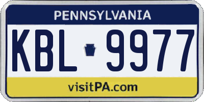 PA license plate KBL9977