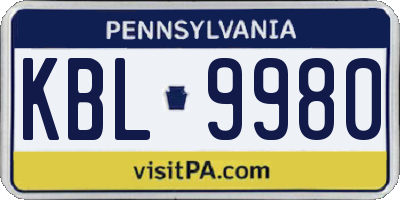 PA license plate KBL9980