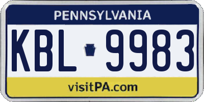 PA license plate KBL9983