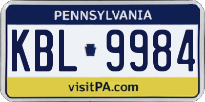PA license plate KBL9984