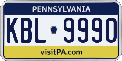 PA license plate KBL9990