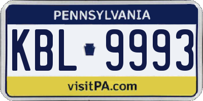 PA license plate KBL9993