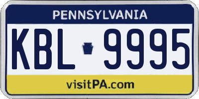 PA license plate KBL9995