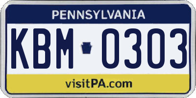 PA license plate KBM0303