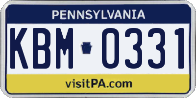 PA license plate KBM0331