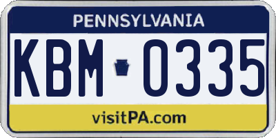 PA license plate KBM0335
