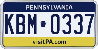 PA license plate KBM0337