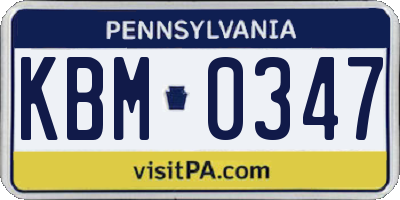 PA license plate KBM0347