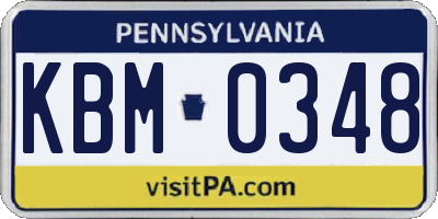 PA license plate KBM0348