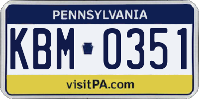 PA license plate KBM0351