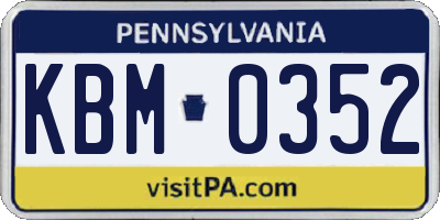 PA license plate KBM0352