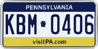 PA license plate KBM0406