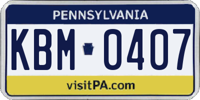 PA license plate KBM0407