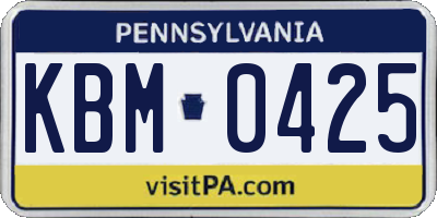 PA license plate KBM0425