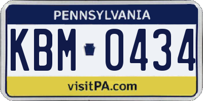 PA license plate KBM0434