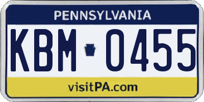 PA license plate KBM0455