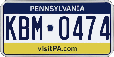 PA license plate KBM0474
