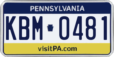 PA license plate KBM0481