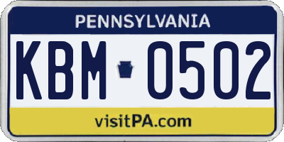 PA license plate KBM0502