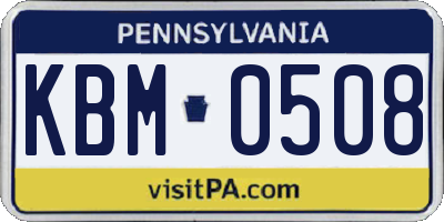 PA license plate KBM0508