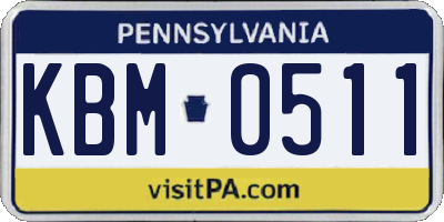 PA license plate KBM0511