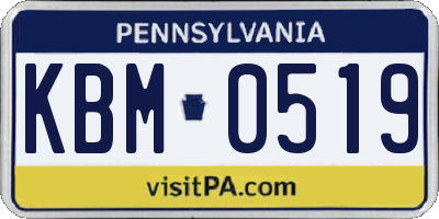 PA license plate KBM0519
