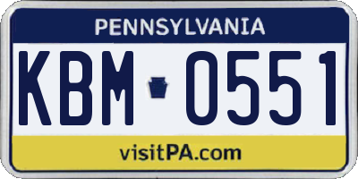 PA license plate KBM0551