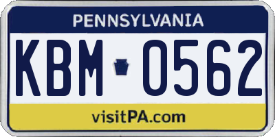 PA license plate KBM0562