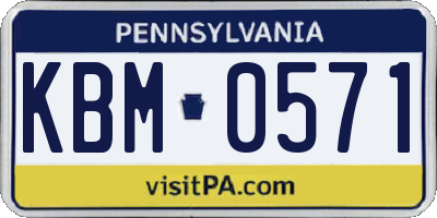PA license plate KBM0571