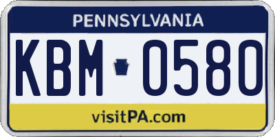 PA license plate KBM0580